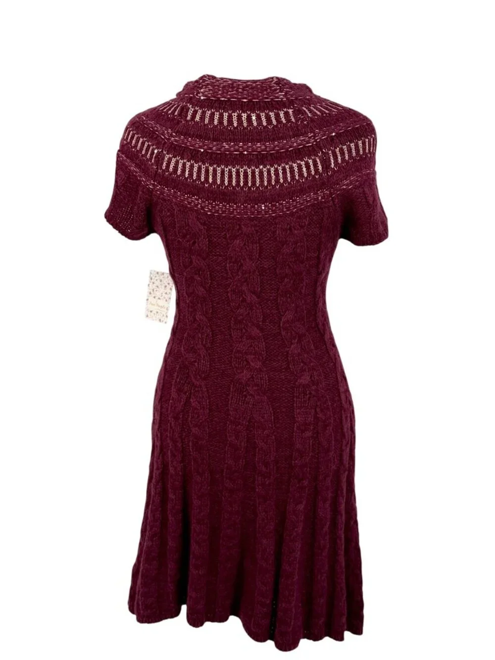 NWT Free People Dark Cherry Sequin Fit & Flare Sweater Dress | Mob Wife Coquette - Picture 10 of 16